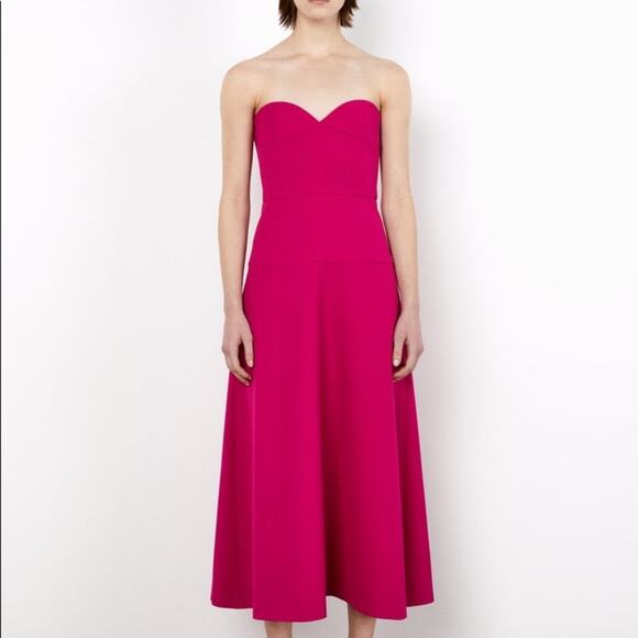 ZARA BLOGGER FAVORITE BUSTIER MIDI DRESS FUCHSIA - Picture 12 of 16